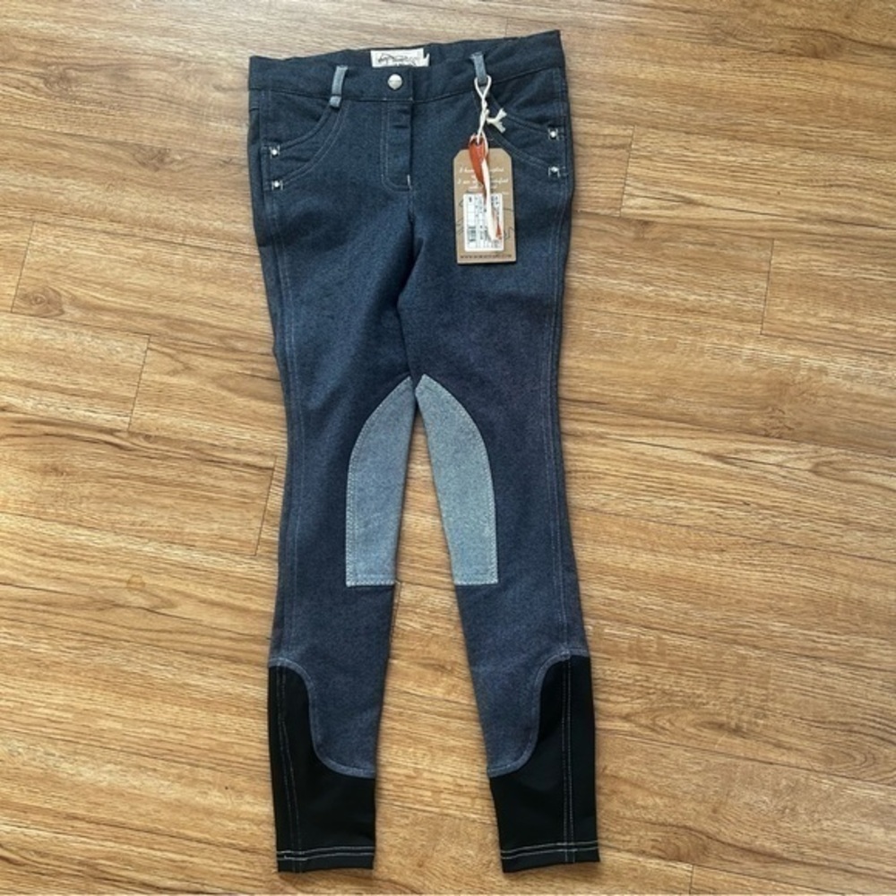 Horseware Ireland Horse Riding Pants Kid 26R Breeches Denim Stretch navy